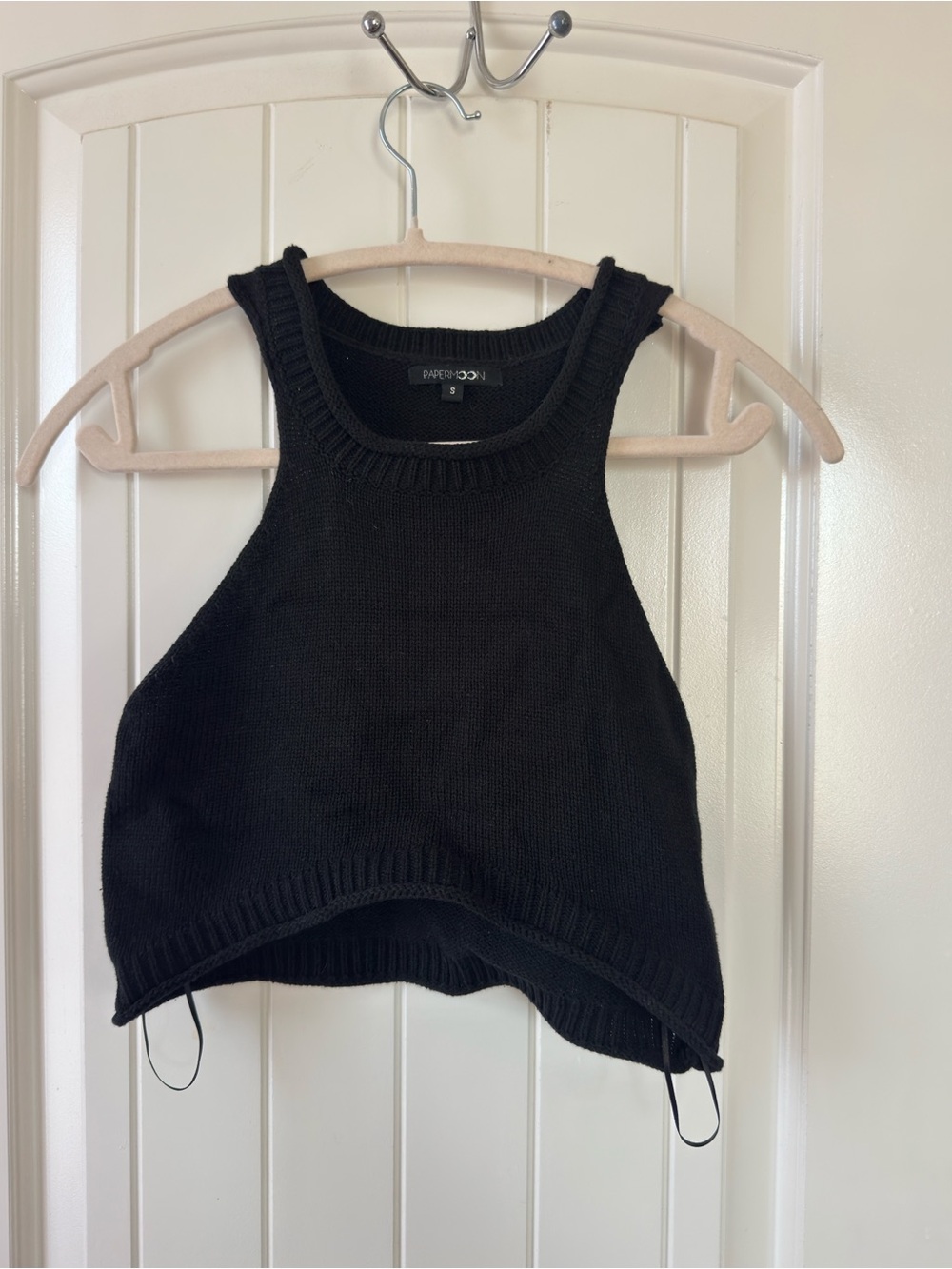 Papermoon Black Knit Cropped Racerback Tank